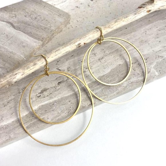 JPeace Designs Jewelry - Gold Double Hoop Orbit Earrings